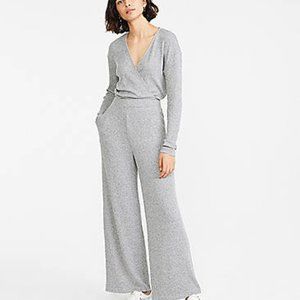 Cotton light gray wide leg sweatpants